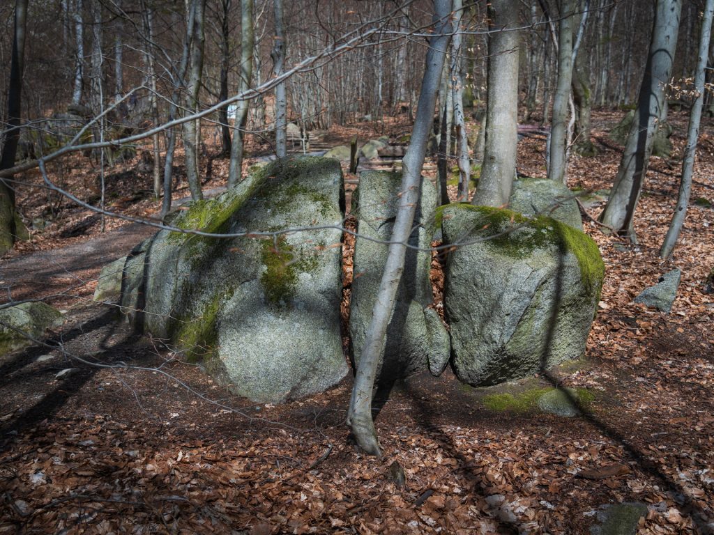 A three-part stone, as if placed there on purpose