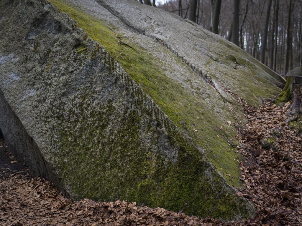 A huge stone slab with traces of carving